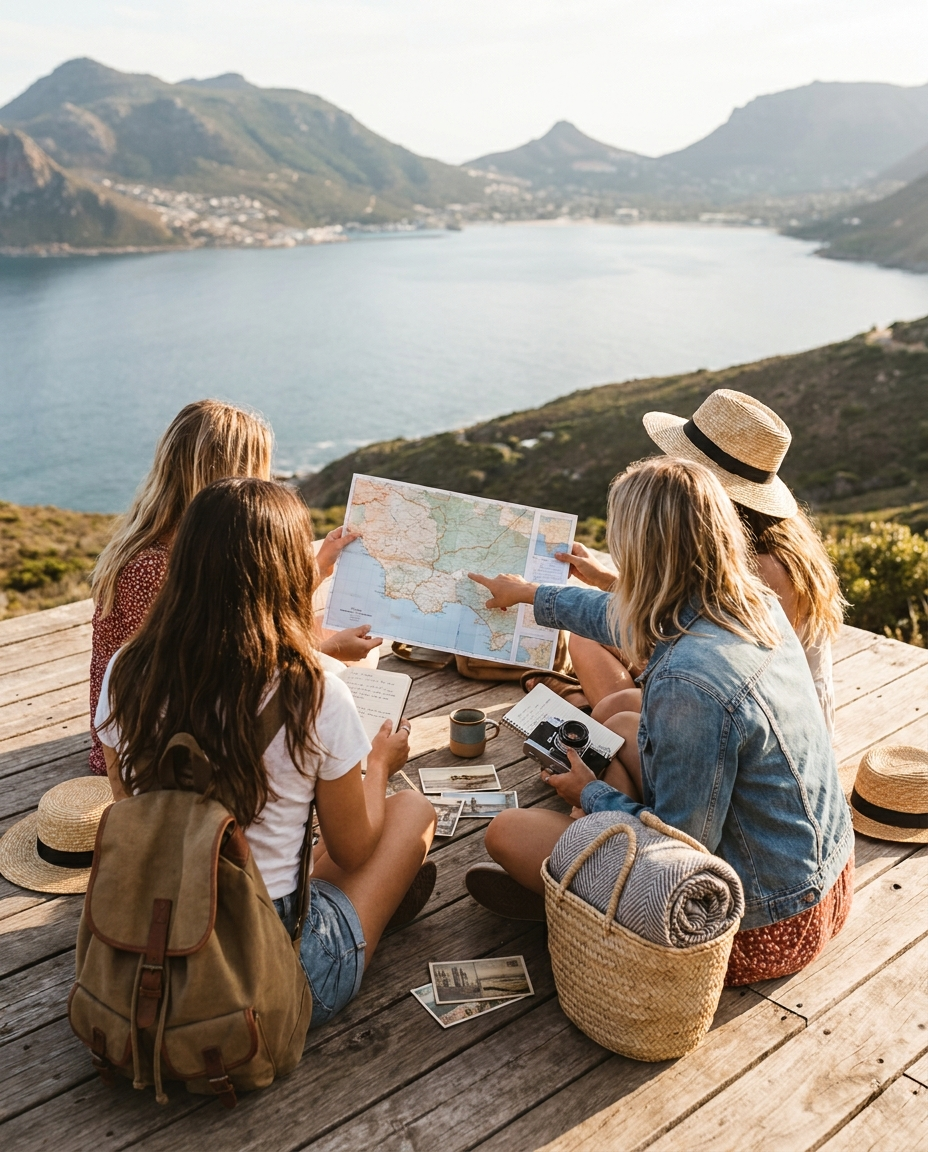 Women planning a trip together with Trouvaille Collective travel planners