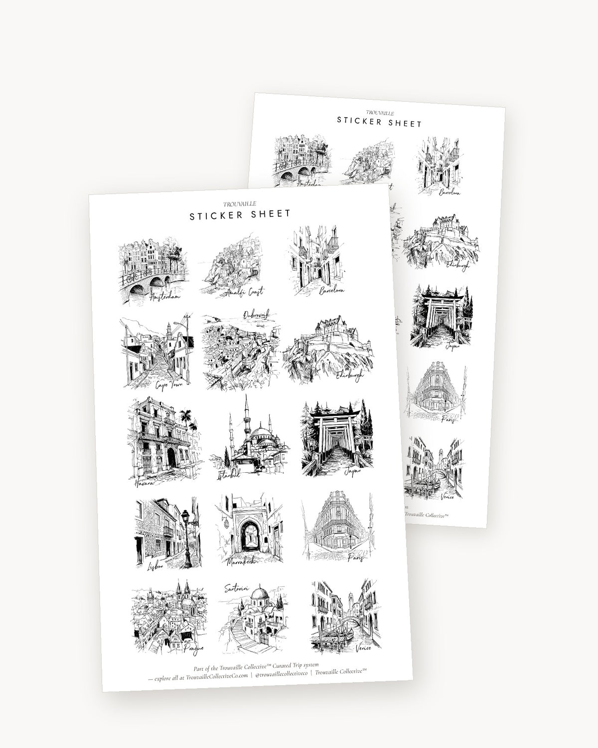 Two Cities clear sticker sheets angled to show the film