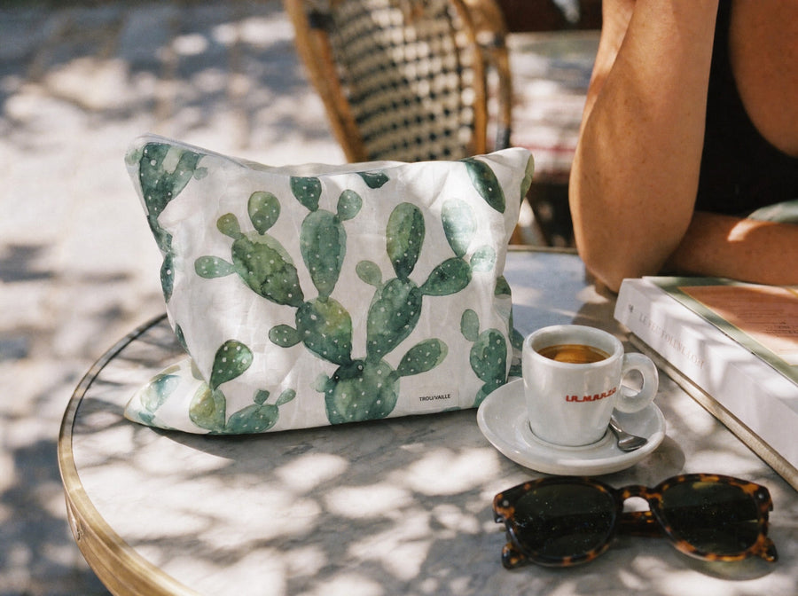 Cool Cactus Water-Resistant Accessory Bag — Medium