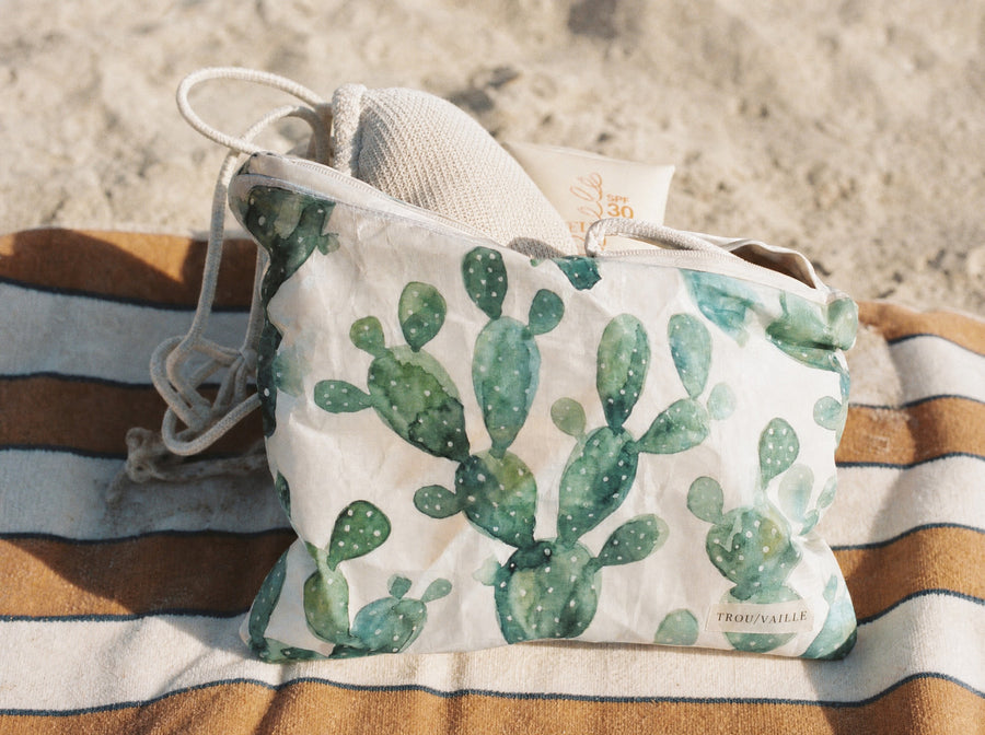 Cool Cactus Water-Resistant Accessory Bag — Medium
