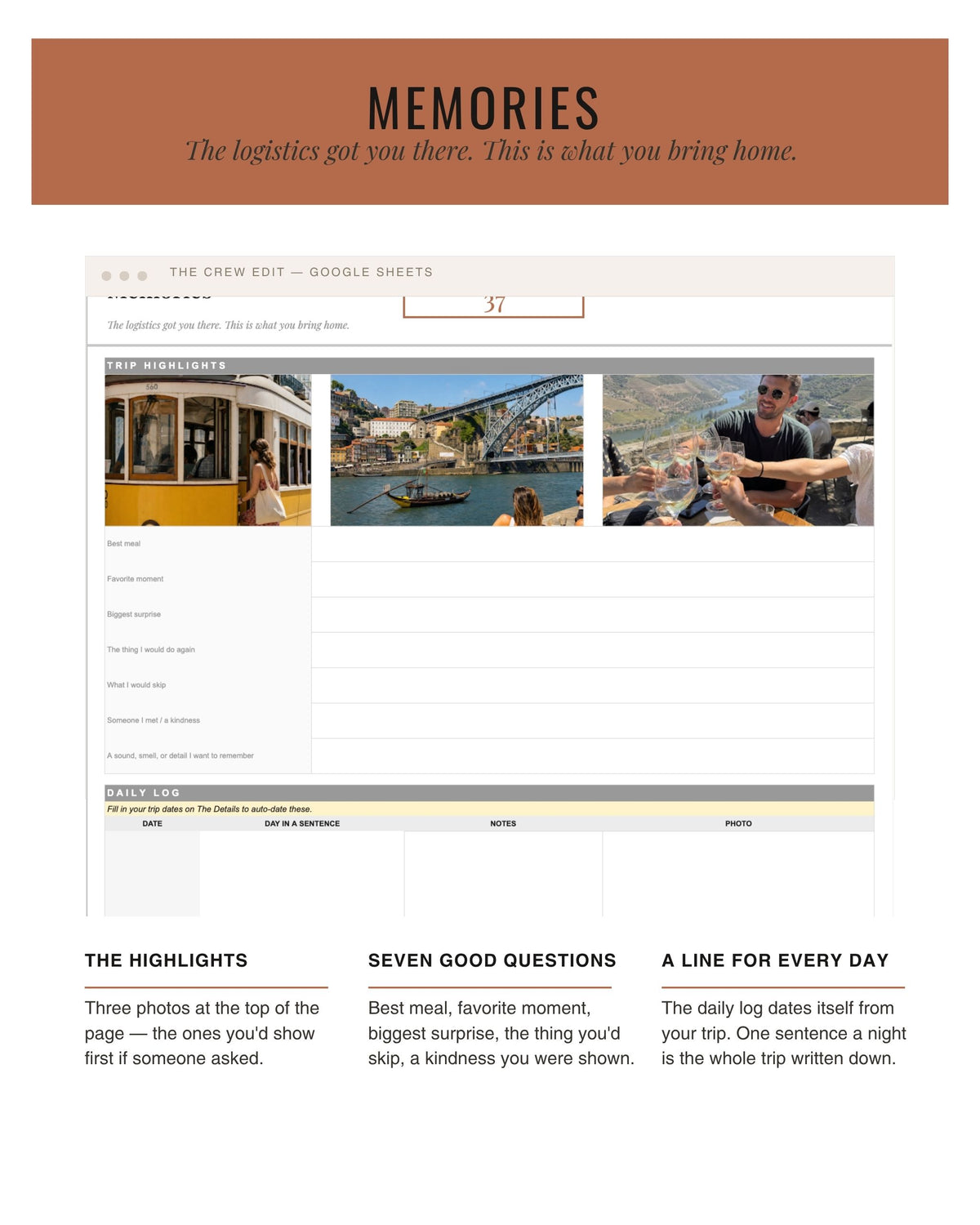 The Crew Edit trip memories and photo journal tab
