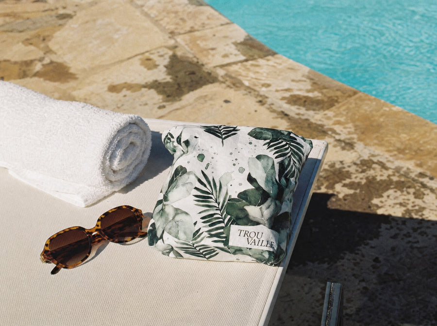 Green Leaves Water-Resistant Accessory Bag — Small