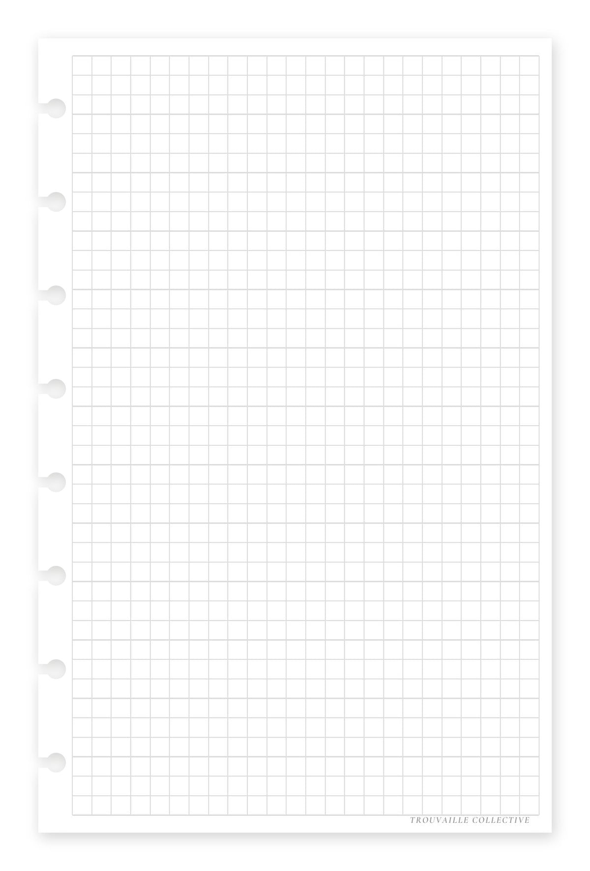 Grid half letter discbound planner inserts — full-page grid (front)