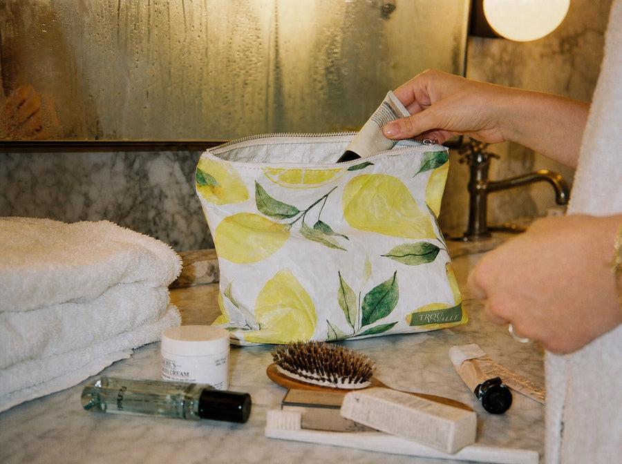 Lovely Lemons Water-Resistant Accessory Bag — Small