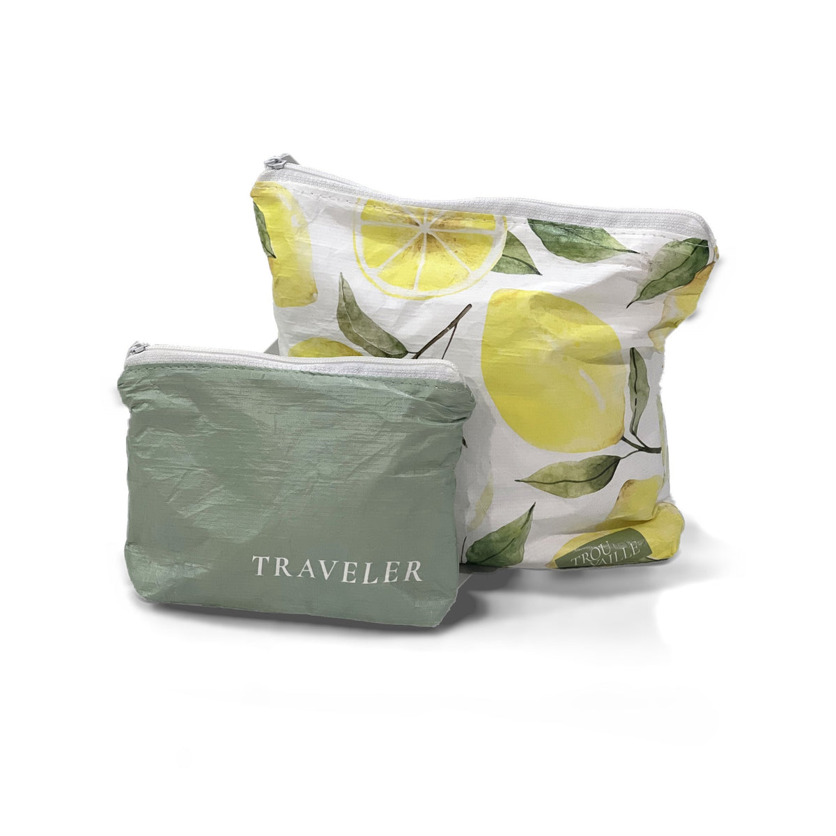 Lovely Lemons Small bag paired with the Sage Mini pouch