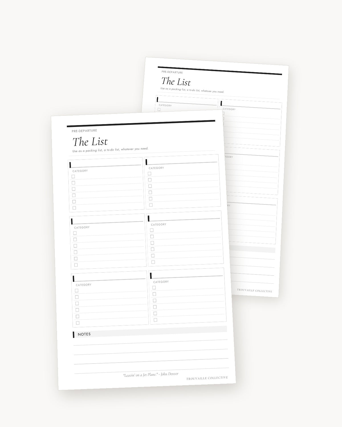 The List half letter planner inserts angled in a stack of two sheets