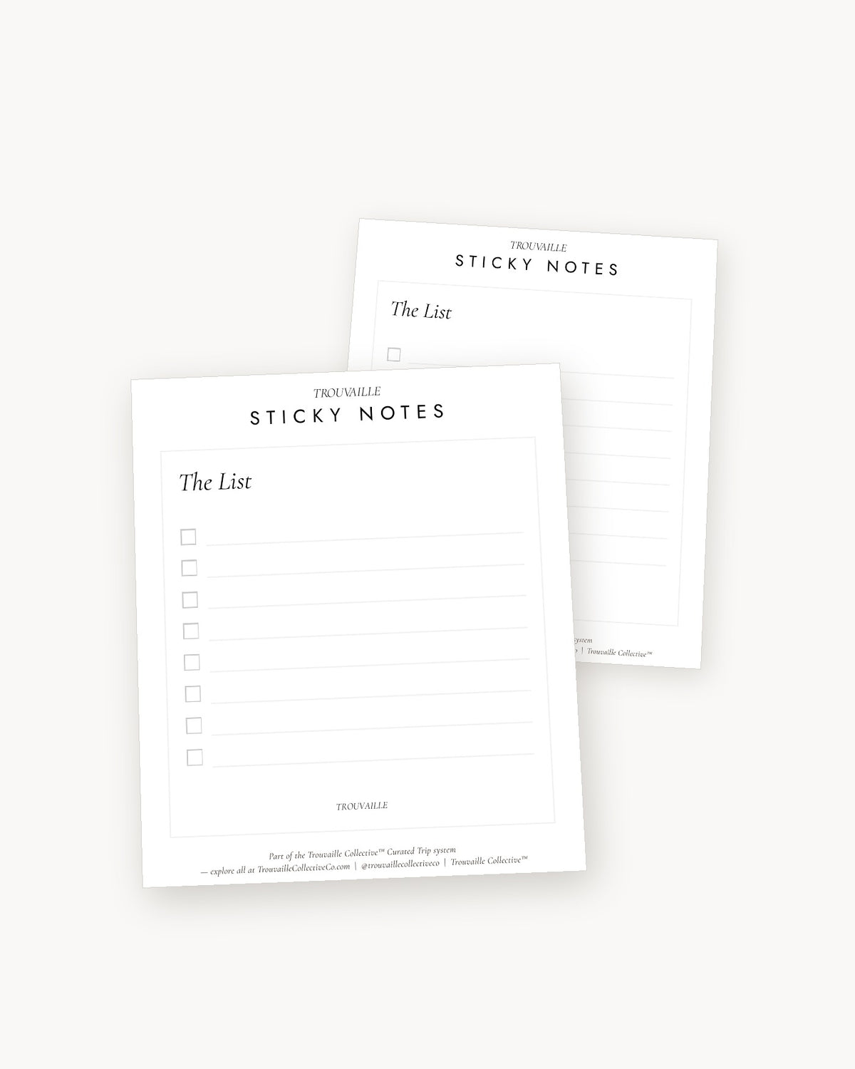 Two To Do sticky note pads angled on a warm white ground