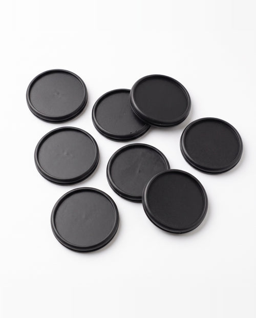 Eight matte black 1 inch discbound planner discs, 28mm, the full set of 8