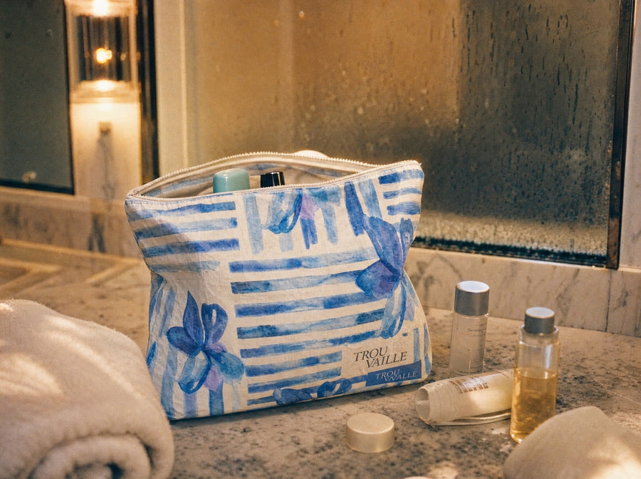 Blue Lines Water-Resistant Accessory Bag — Small