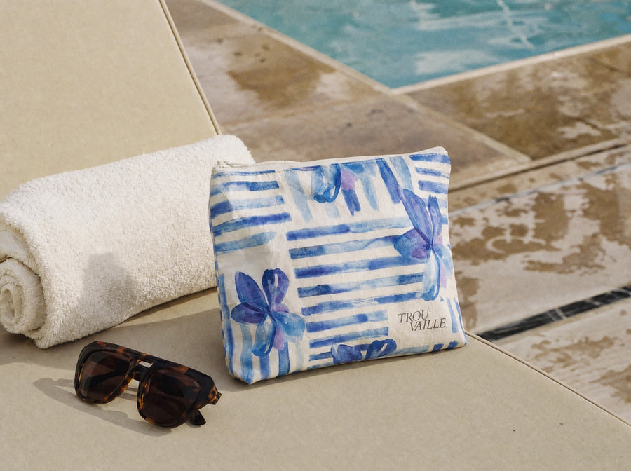 Blue Lines Water-Resistant Accessory Bag — Small