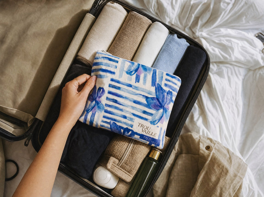 Blue Lines Water-Resistant Accessory Bag — Small
