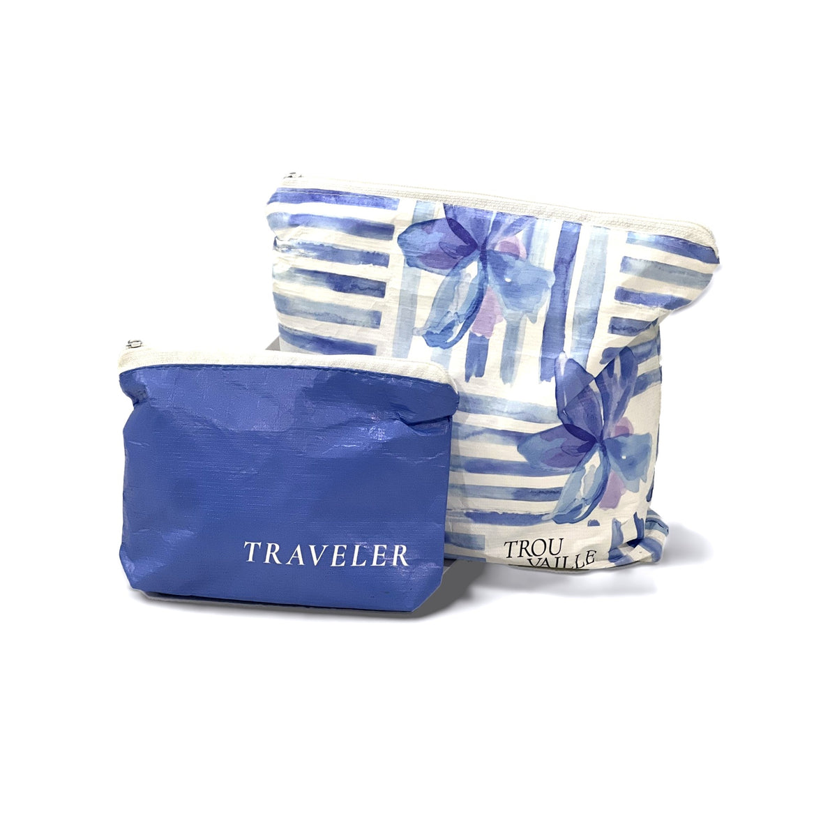 Blue Lines Small bag paired with the matching Fresh Water Blue Mini pouch