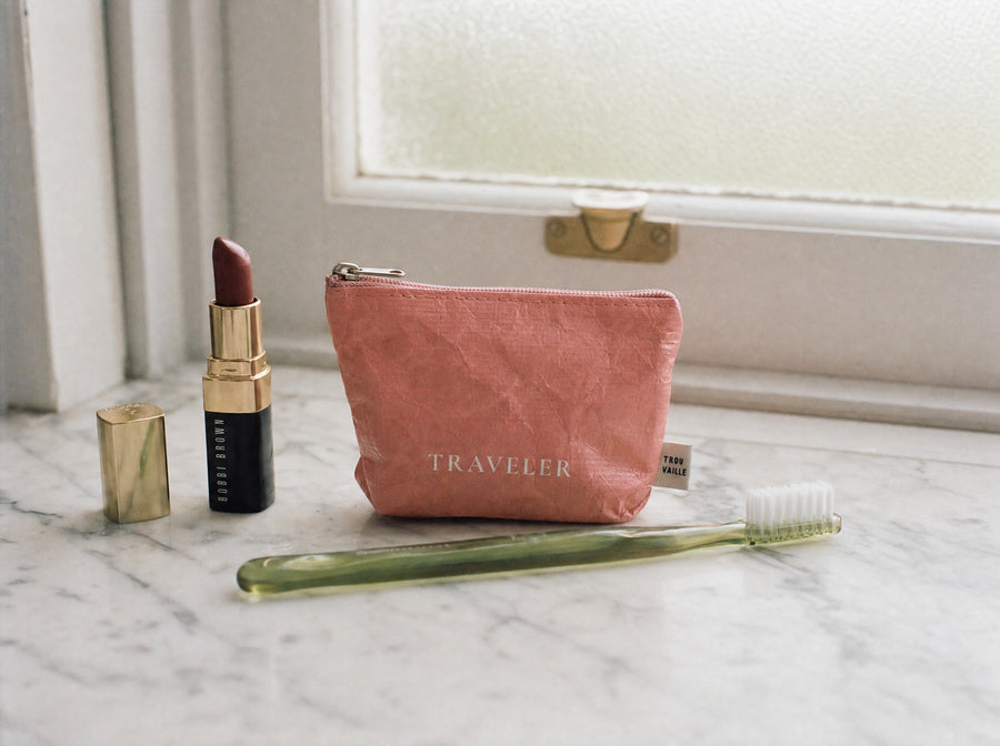 Coral Water-Resistant Accessory Bag — Mini