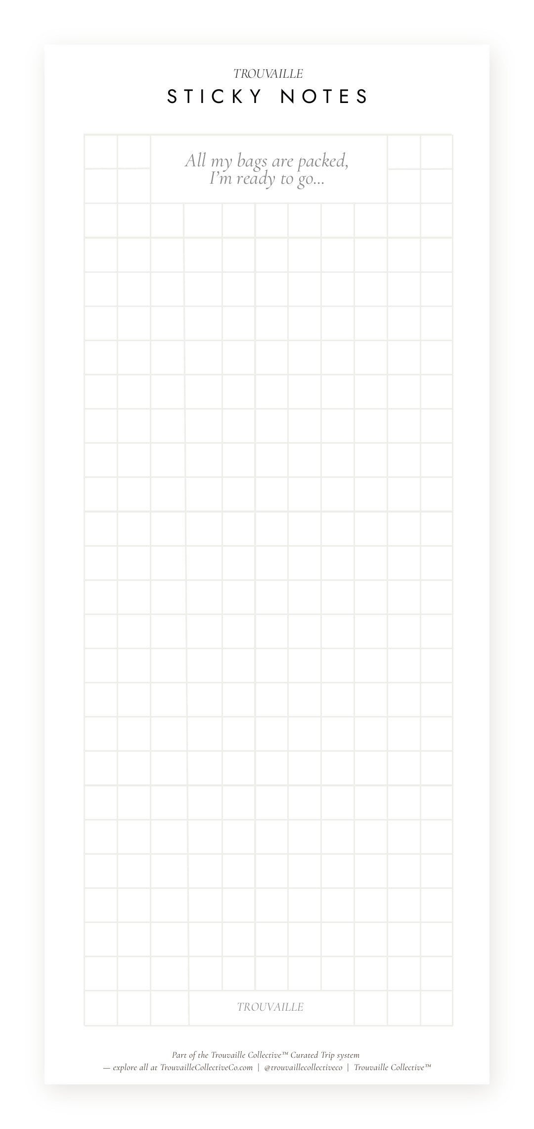 Graph sticky notes for travel planners — grid paper