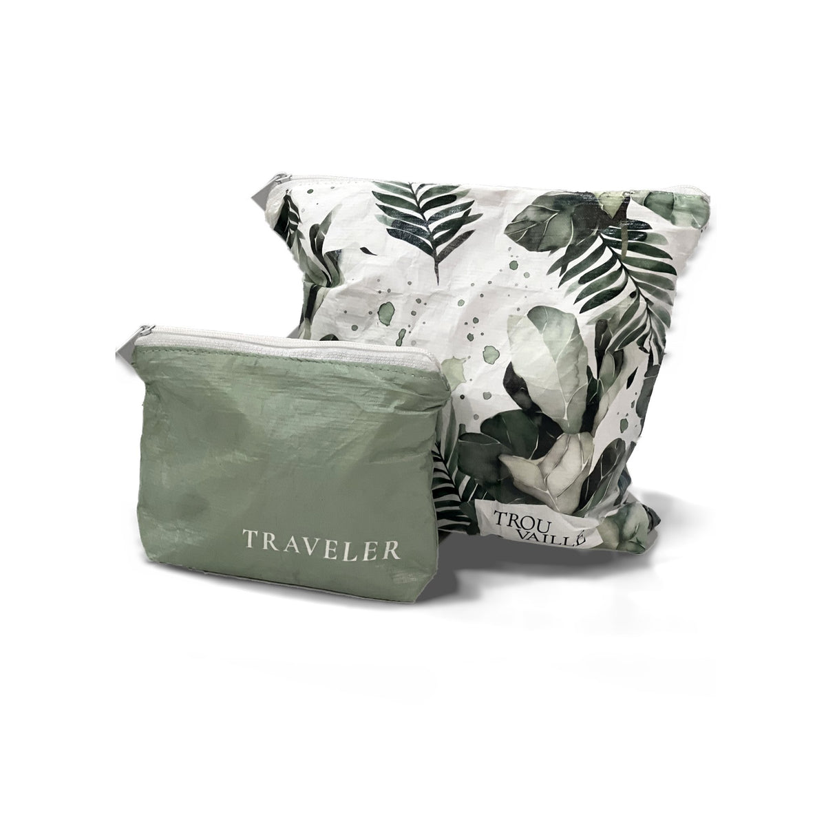 Green Leaves Small bag paired with the matching Sage Mini pouch
