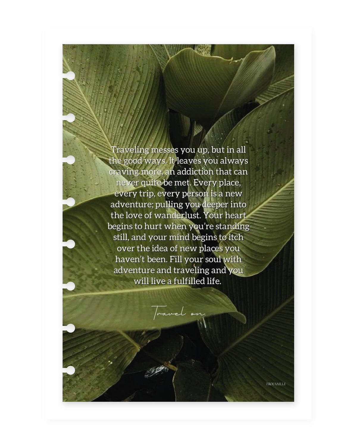 Greenery cardstock planner dashboard, half letter, punched for an 8-disc discbound planner