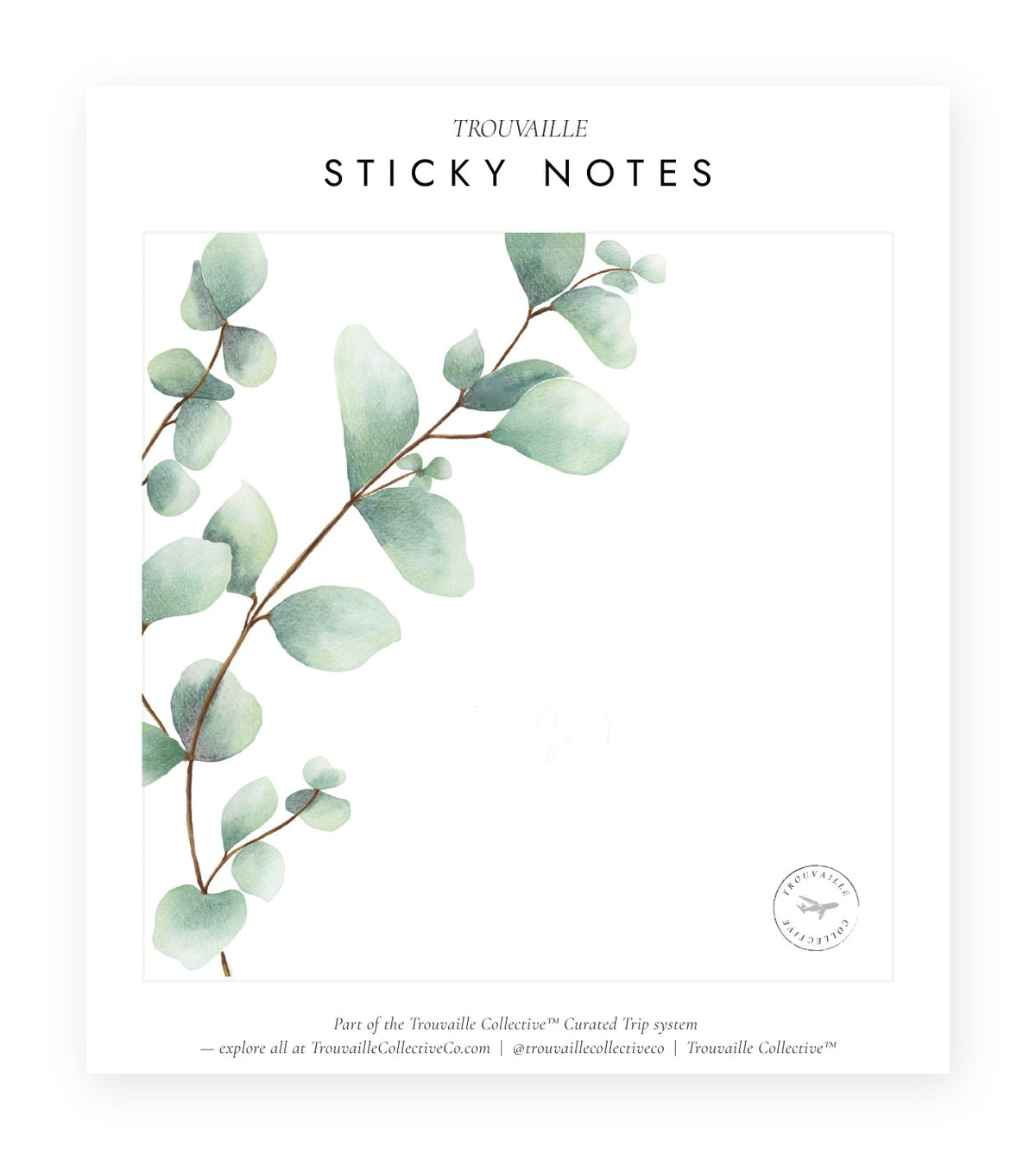 Greenery sticky notes for travel planners — eucalyptus