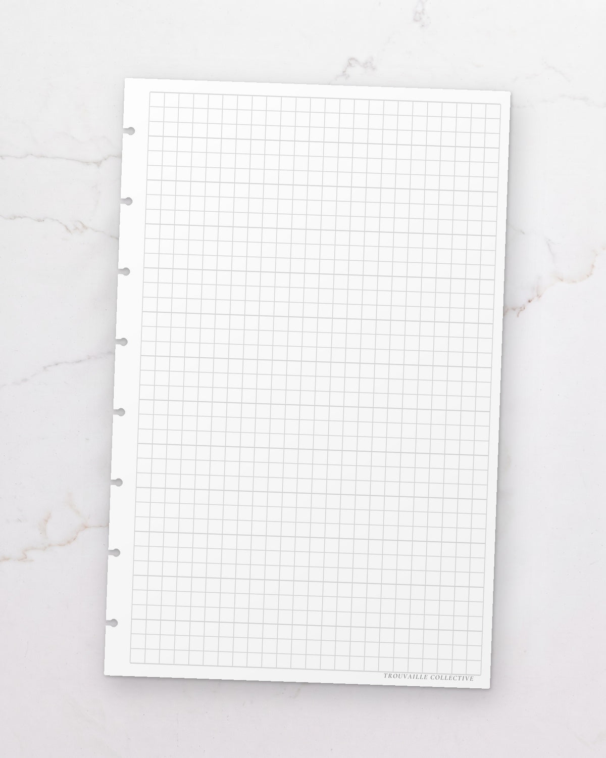 One Grid half letter planner insert sheet, punched for 8-disc discbound planners