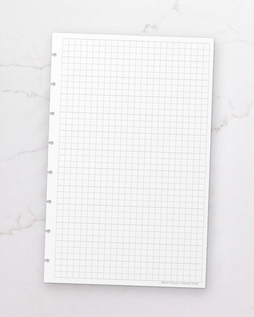 One Grid half letter planner insert sheet, punched for 8-disc discbound planners