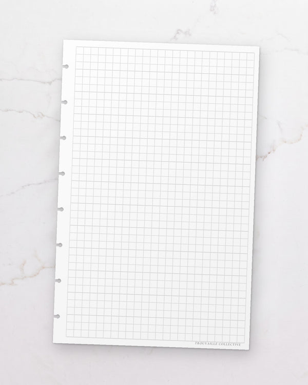 One Grid half letter planner insert sheet, punched for 8-disc discbound planners