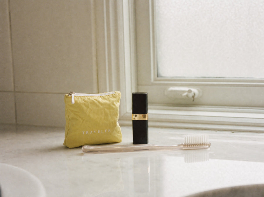 Lemon Water-Resistant Accessory Bag — Mini