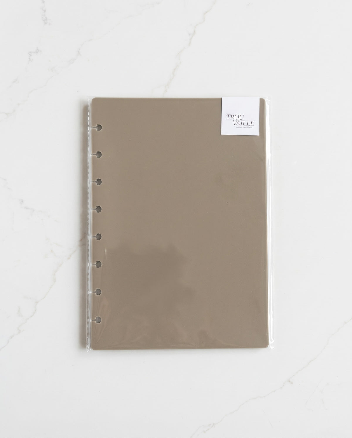 Taupe notebook cover set in its Trouvaille packaging